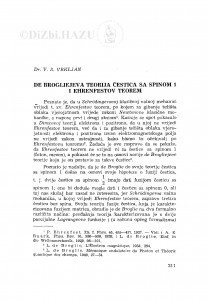 De Brogliejeva teorija čestica sa spinom 1 i Ehrenfestov teorem / V. S. Vrkljan