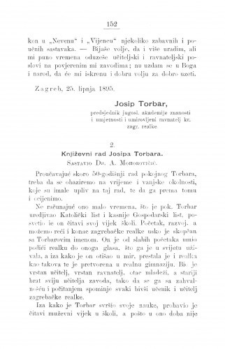 Književni rad Josipa Torbara / A. Mohorovičić