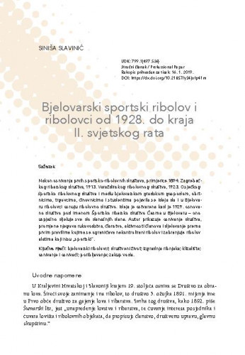 Bjelovarski sportski ribolov i ribolovci od 1928. do kraja II. svjetskog rata / Siniša Slavinić