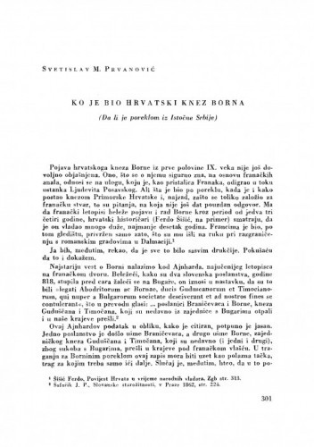 Ko je bio hrvatski knez Borna? / S. M. Prvanović
