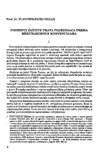 Postupci zaštite prava pojedinaca prema međunarodnim konvencijama / Vladimir-Đuro Degan