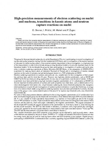 High-precision measurements of electron scattering on nuclei and nucleons, transitions in kaonic atoms and neutron capture reactions on nuclei / D. Bosnar, I. Friščić, M. Makek, P. Žugec