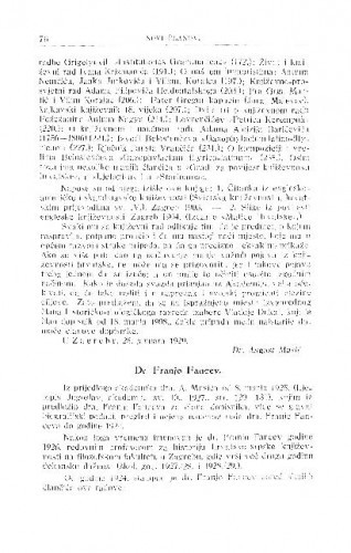 Dr. Franjo Francev / S. Ivšić