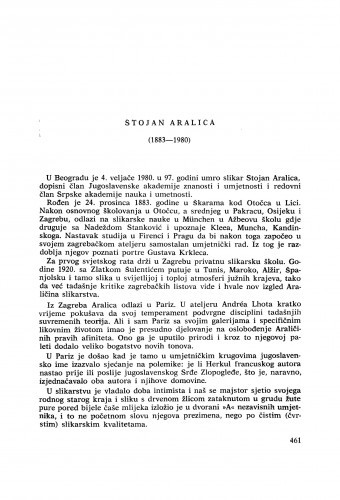 Stojan Aralica (1883-1980) : [komemoracija i nekrolozi] / M. Tartaglia