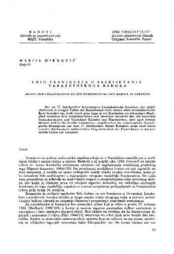 Udio franjevaca u sazrijevanju varaždinskog baroka / Marija Mirković