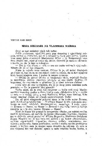 Moja sjećanja na Vladimira Nazora / Viktor Car Emin