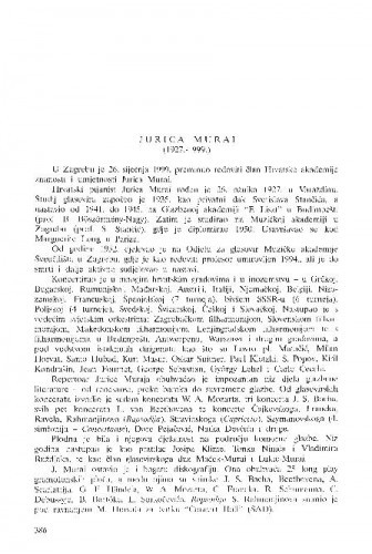 Jurica Murai (1927.-1999.) / Koraljka Kos