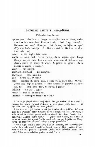 Rodbinski nazivi u Herceg-Bosni / I. Zovko