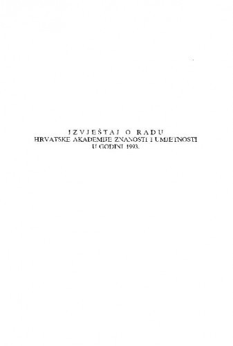 Izvještaj o radu Hrvatske akademije znanosti i umjetnosti u godini 1993.
