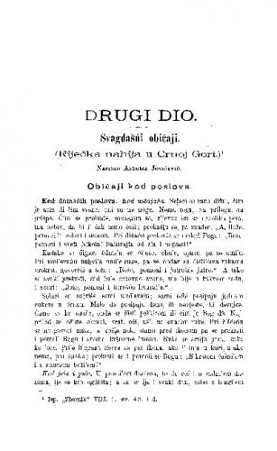 Svagdašńi običaji : (Riječka nahija u Crnoj Gori.) / A. Jovićević