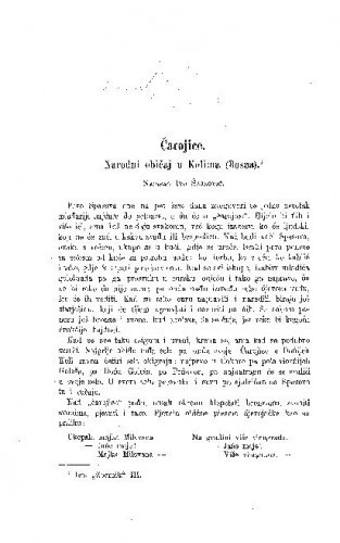 Čarojice : narodni običaj u Kolima (Bosna) / I. Šajnović