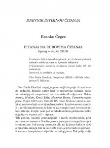 Pitanja na rubovima čitanja : lipanj-rujan 2018 : [dnevnik intimnog čitanja] / Branko Čegec