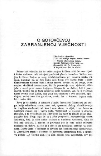 O Gotovčevoj zabranjenoj vječnosti / Petar Šegedin 