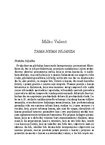 Tama nema nijansa / Milko Valent