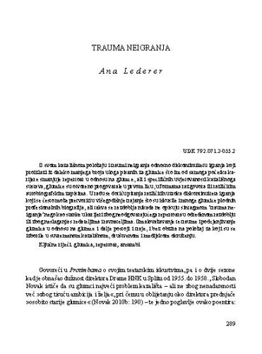 Trauma neigranja / Ana Lederer 