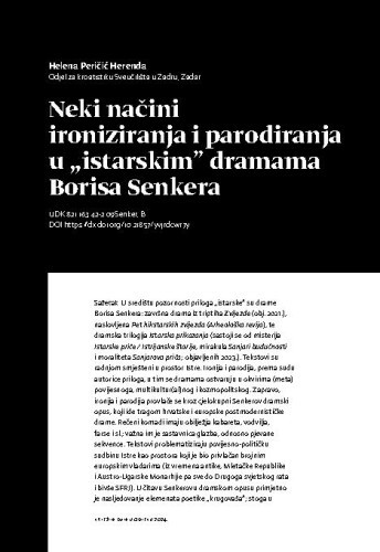 Neki načini ironiziranja i parodiranja u „istarskim” dramama Borisa Senkera / Helena Peričić Herenda