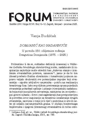 Domjanić kao nadahnuće : u povodu 150. obljetnice rođenja Dragutina Domjanića (1875. - 2025.) / Vanja Budišćak