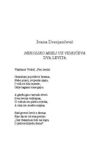 Nekoliko misli uz Vidrićeva Dva levita / Ivana Drenjančević