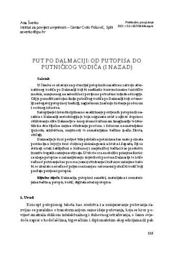 Put po Dalmaciji: od putopisa do putničkog vodiča (i nazad) / Ana Šverko