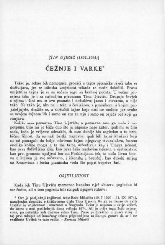 Čežnje i varke : [Tin Ujević (1891-1955)] / B. Milačić