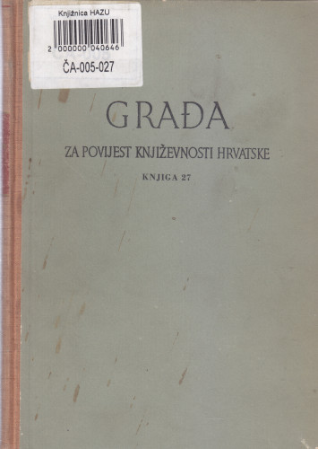 Knj. 27(1956) / uredio Mate Hraste