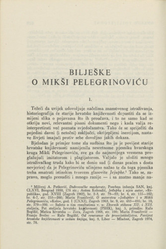 Bilješke o Mikši Pelegrinoviću / J. Vončina