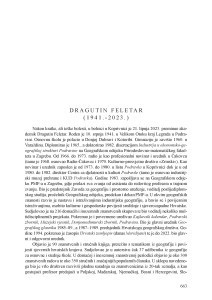 Dragutin Feletar (1941. - 2023.) : [nekrolog] / Hrvoje Petrić