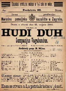 Hudi duh : gluma s pjevanjem u tri čina i predigrom / od Nestroya