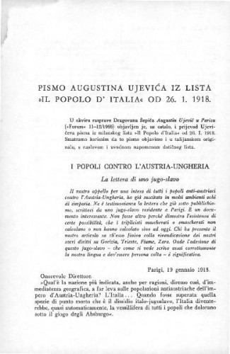Pismo Augustina Ujevića iz lista 