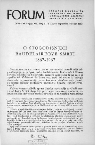 O stogodišnjici Baudelairove smrti : (1867-1967) / M. Krleža
