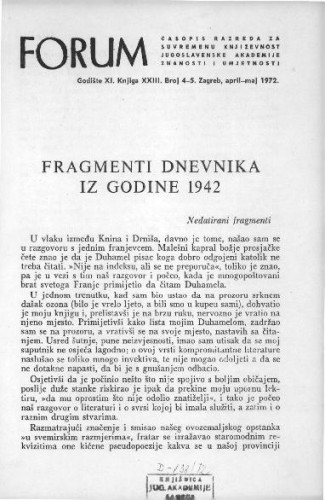 Fragmenti dnevnika iz godine 1942 / M. Krleža
