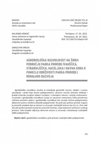 Agrobiološka raznolikost na širem području parka prirode Ivanščica, Strahinjščica, Maceljska i Ravna Gora u funkciji održivosti parka prirode i ruralnog razvoja / Miljenko Ernoić, Dragutin Vincek