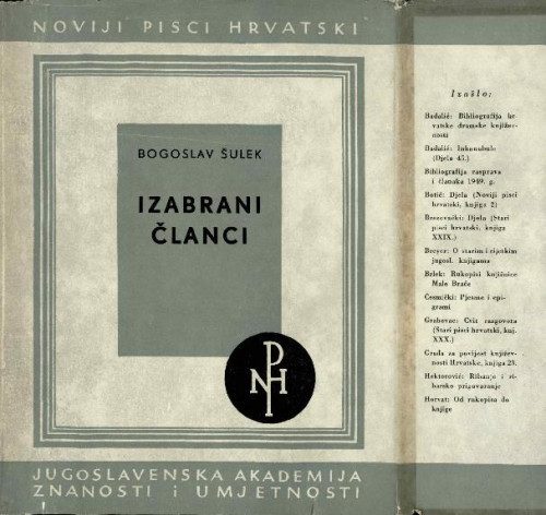 Izabrani članci / Bogoslav Šulek ; priredili Rudolf Maixner i Ivan Esih