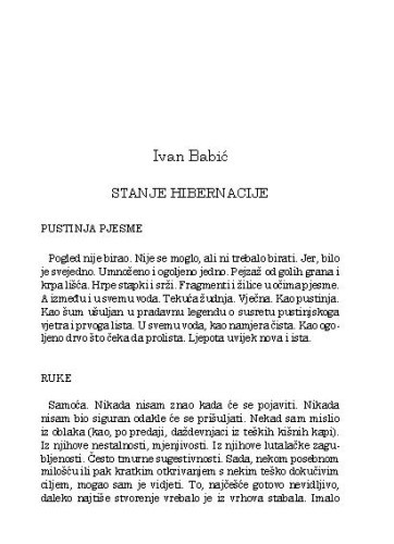 Stanje hibernacije / Ivan Babić