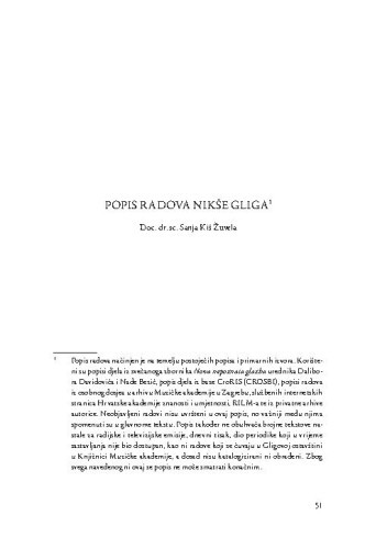 Popis radova Nikše Glige / Sanja Kiš Žuvela