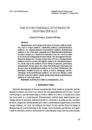 The hydrothermal synthesis of nanomaterials / Stanislav Kurajica, Katarina Mužina