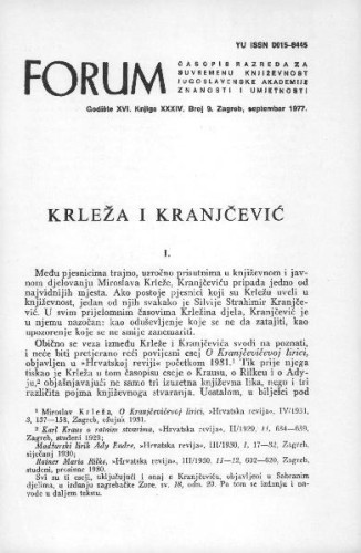 Krleža i Kranjčević / I. Frangeš