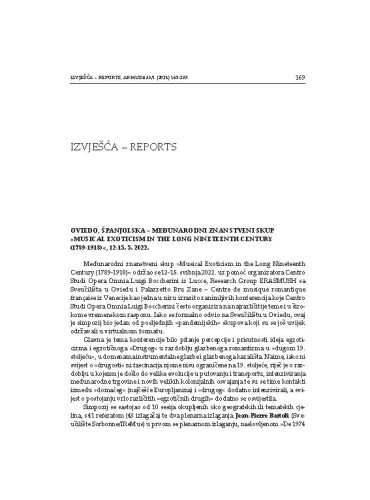 Oviedo, Španjolska – Međunarodni znanstveni skup »Musical Exoticism in the Long Nineteenth Century (1789-1918)«, 12-15. 5. 2022. : [izvješće] / Petra Babić