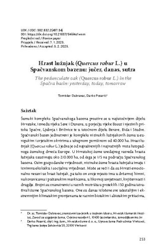 Hrast lužnjak (Quercus robur L.) u Spačvanskom bazenu: jučer, danas, sutra
/ Tomislav Dubravac, Darko Posarić