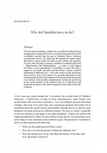 Why did Śambūka have to die? / Krešimir Krnic