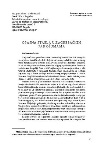 Opasna stabla u zagrebačkim park-šumama / Vinko Paulić