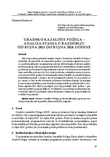 Gradsko kazalište Požega – analiza stanja u razdoblju od rujna 2013. do rujna 2024. godine / Valentina Neferović
