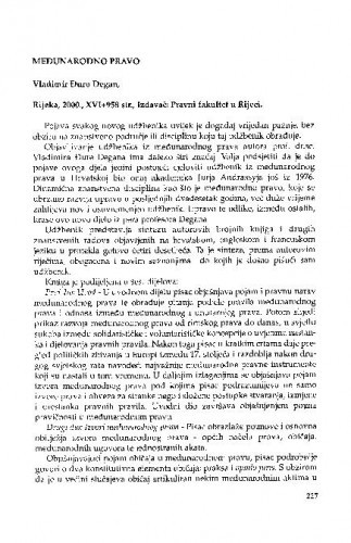 Međunarodno pravo  (autor: V.Đ. Degan)  (Rijeka, Pravni fakultet, 2000.) : [prikaz knjige] / Jasenko Marin