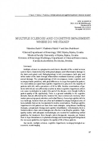 Multiple sclerosis and cognitive impairment: where do we stand? / Valentino Racki, Vladimira Vuletić, Sten Fredrikson