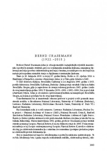Bernd Crasemann (1922.-2018.) : [nekrolog] / Ksenofont Ilakovac