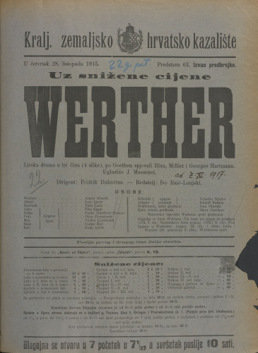 Werther : Lirska drama u tri čina (4 slike)