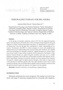Personalised therapy for melanoma / Jasmina Marić Brozić, Nikola Đaković