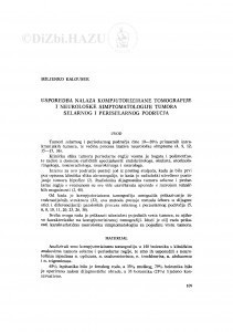Usporedba nalaza kompjutorizirane tomografije i neurološke simptomatologije tumora selarnog i periselarnog područja / M. Kalousek