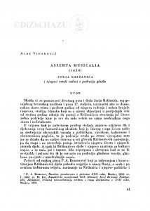 Asserta musicalia (1656) Jurja Križanića i njegovi ostali radovi s područja glazbe / A. Vidaković