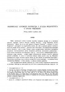 Madrigali Andrije Patricija i Julija Skjavetića u svom vremenu / K. Kos